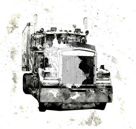 American truck illustration color isolated art vintage retroの写真素材