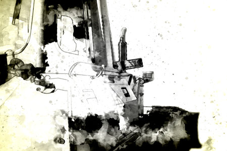 Bulldozer illustration color art grunge drawing vintage
