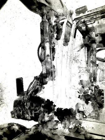 Excavator illustration color isolated art work