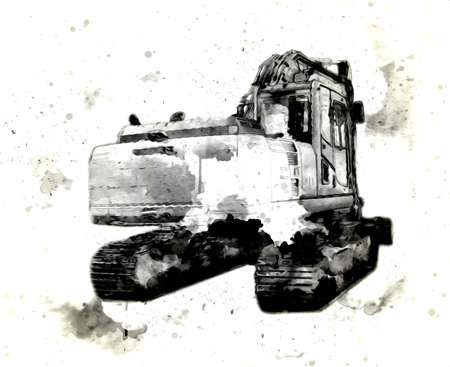Excavator illustration color isolated art workの写真素材