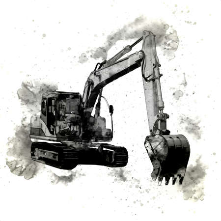 Excavator illustration color isolated art workの写真素材