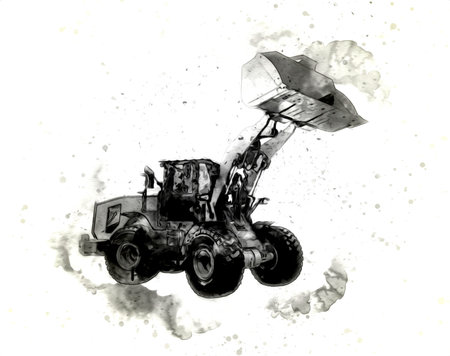 Excavator illustration color isolated art work
