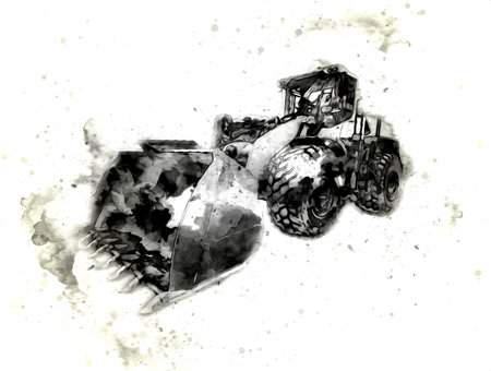 Excavator illustration color isolated art work