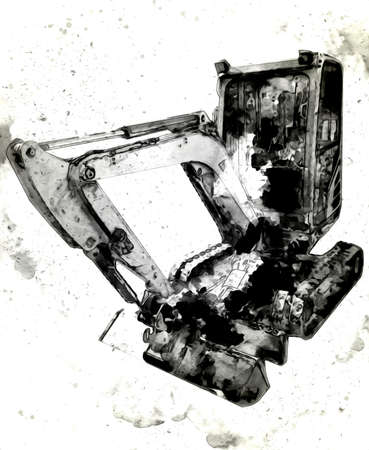 Excavator illustration color isolated art workの写真素材