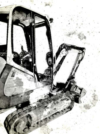 Excavator illustration color isolated art workの写真素材