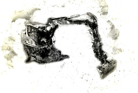 Excavator illustration color isolated art workの写真素材