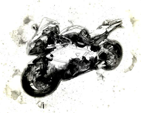 Motor cycle llustration color isolated art vintage retroの写真素材