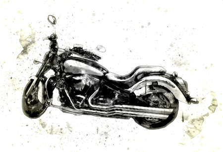 Motor cycle llustration color isolated art vintage retroの写真素材