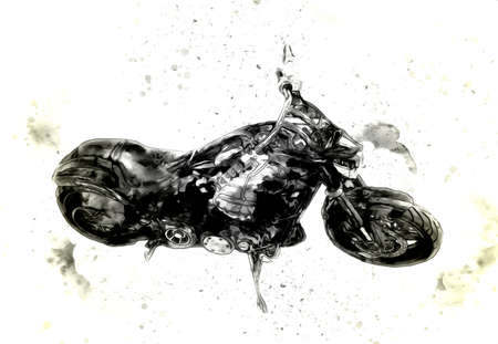 Motor cycle llustration color isolated art vintage retroの写真素材