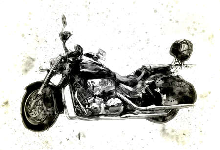Motor cycle llustration color isolated art vintage retroの写真素材