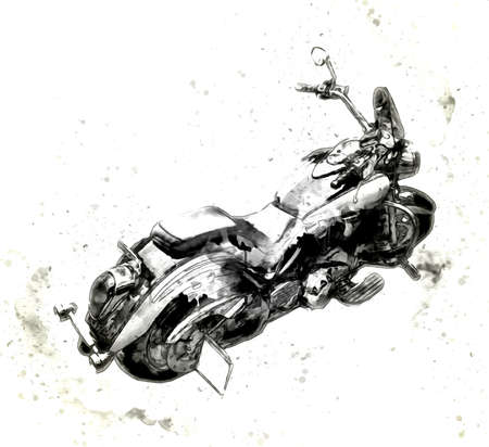 Motor cycle llustration color isolated art vintage retroの写真素材