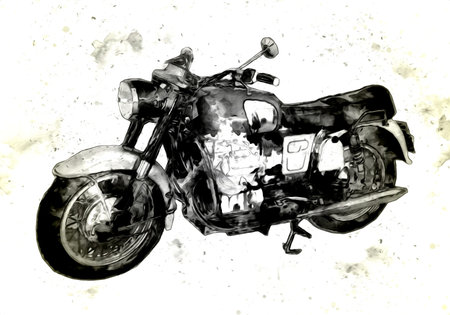 Motor cycle llustration color isolated art vintage retroの写真素材