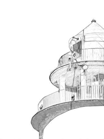 hand drawn watercolor lighthouse kolobrzeg illustration art vintage drawing sketchの写真素材