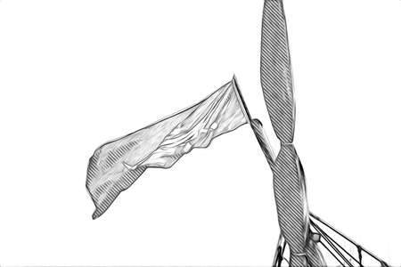 Skull and bones on a pirate flag, art illustration drawing sketch vintageの写真素材