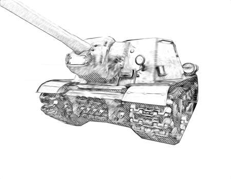 vintage the tank isolated drawing sketch art illustrationの写真素材