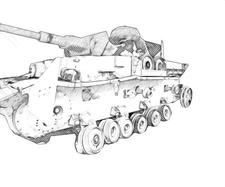 vintage the tank isolated drawing sketch art illustrationの写真素材