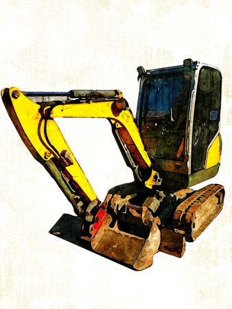 Excavator illustration color isolated art work