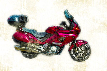 Motor cycle llustration color isolated art vintage retroの写真素材