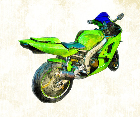 Motor cycle llustration color isolated art vintage retroの写真素材