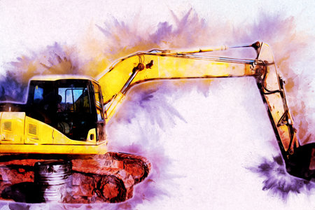 Excavator illustration color isolated art work