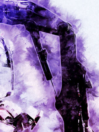 Excavator illustration color isolated art workの写真素材