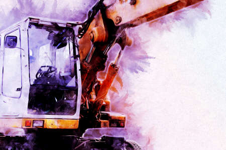 Excavator illustration color isolated art workの写真素材