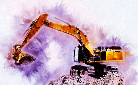 Excavator illustration color isolated art work