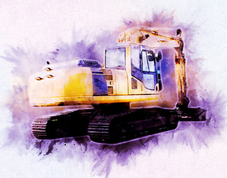 Excavator illustration color isolated art workの写真素材