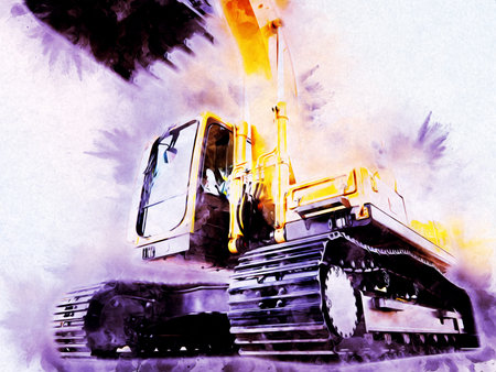 Excavator illustration color isolated art work
