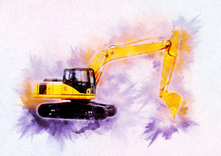 Excavator illustration color isolated art work