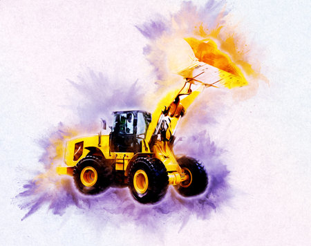 Excavator illustration color isolated art work