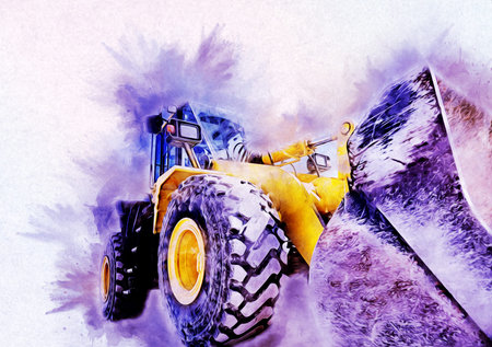Excavator illustration color isolated art work