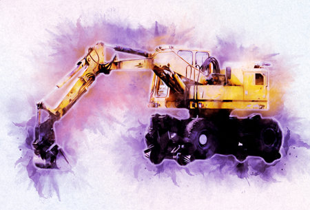 Excavator illustration color isolated art work