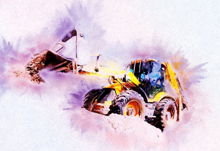 Excavator illustration color isolated art work