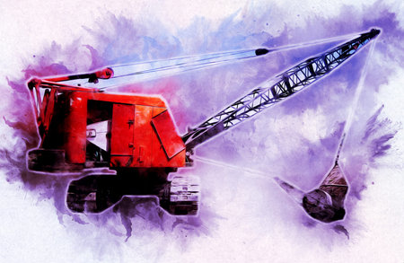 Excavator illustration color isolated art work