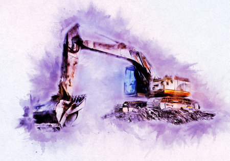 Excavator illustration color isolated art work