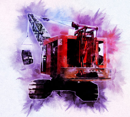 Excavator illustration color isolated art work