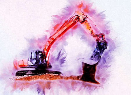 Excavator illustration color isolated art workの写真素材