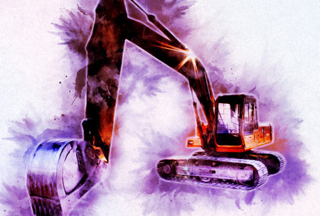 Excavator illustration color isolated art work