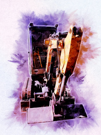 Excavator illustration color isolated art work