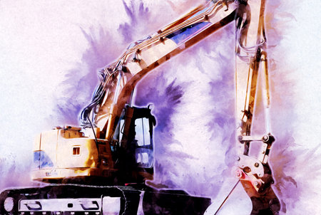 Excavator illustration color isolated art work