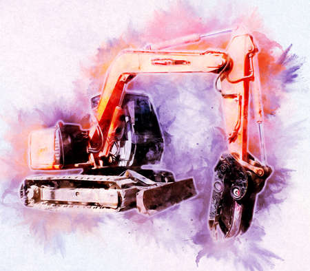 Excavator illustration color isolated art workの写真素材