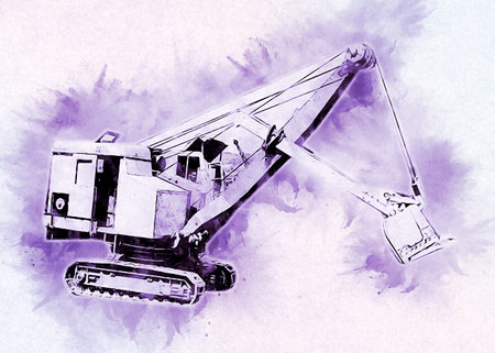 Excavator illustration color isolated art work