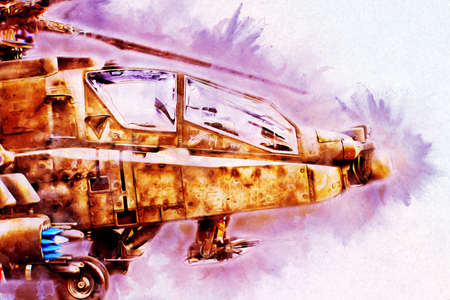 military helicopter drawing illustration art vintageの写真素材