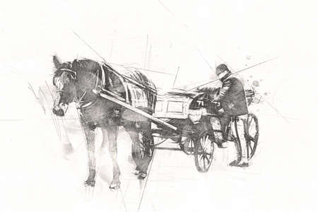 Colorful horse art illustration grunge paintingの写真素材