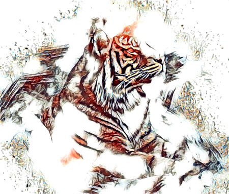 tiger art illustration drawing painting retro vintage animal