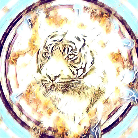 tiger art illustration drawing painting retro vintage animal