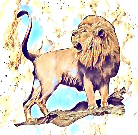 lion art illustration drawing painting retro vintage animal