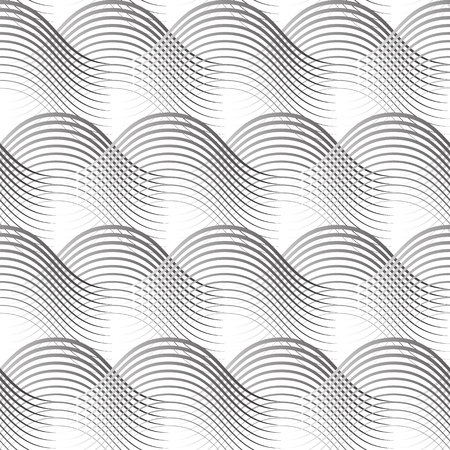 Geometrical Seamless Pattern black waves on whiteのイラスト素材