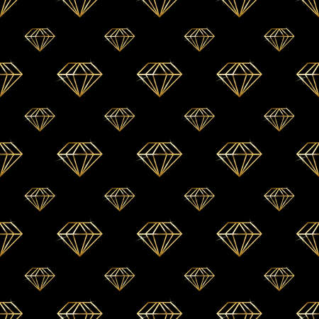 Seamless golden lined diamond pattern on black background for wallpaper, pattern, web, blog, surface, textures, garments, graphic & printing.のイラスト素材